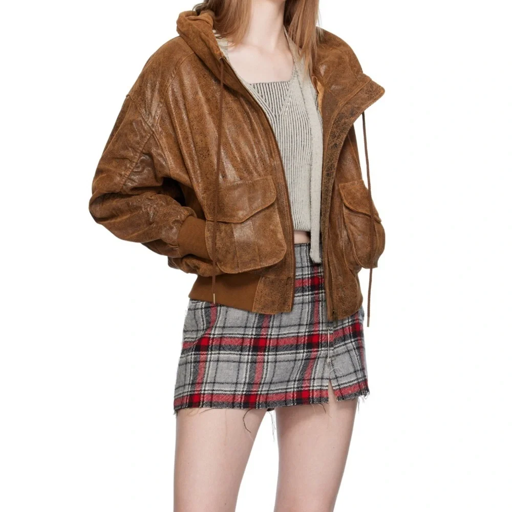 New NWT R13 Reversible Raw Cut Plaid Miniskirt Size Large